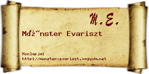 Münster Evariszt névjegykártya